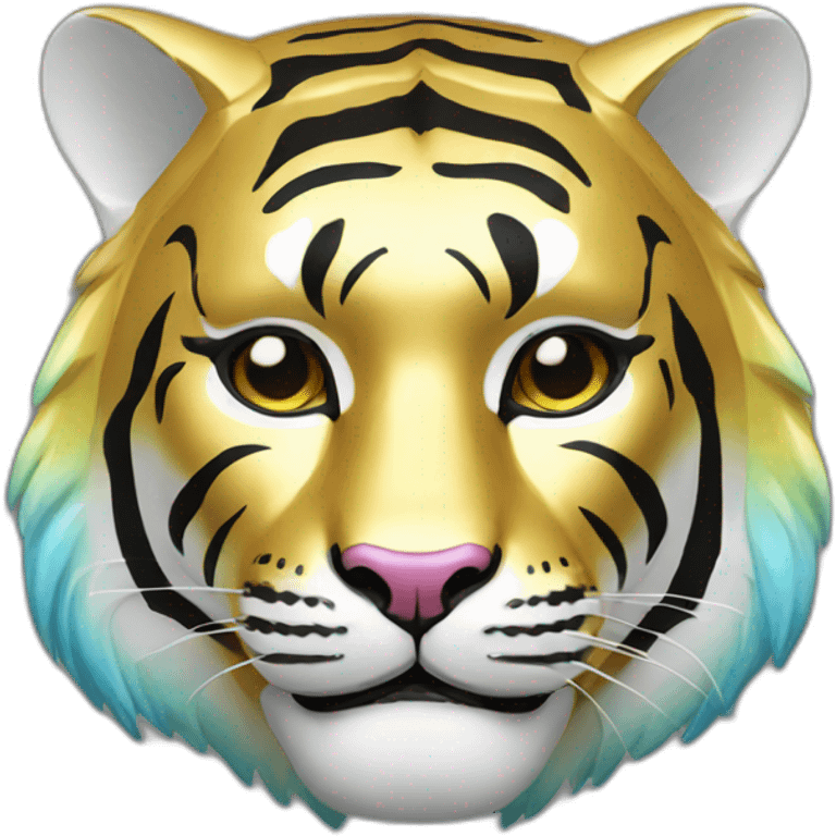 gold rainbow tiger Japanese mask emoji