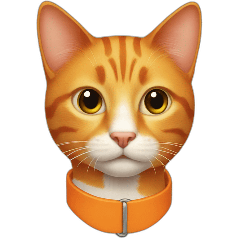 ginger cat with a orange colored neck collar emoji