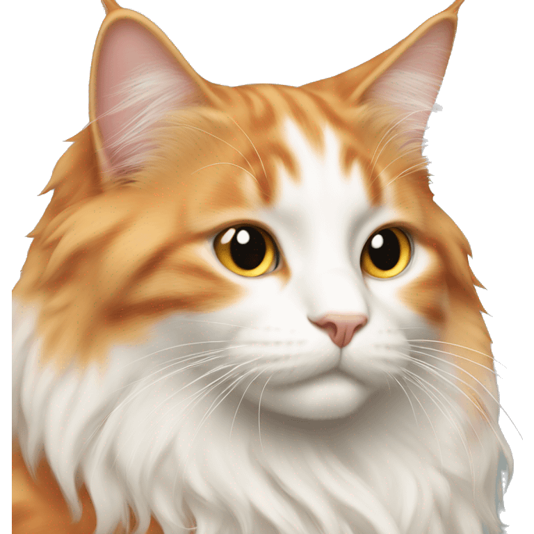 Long haired orange and white cat cuddling emoji