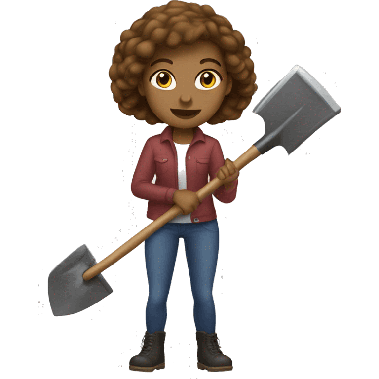 Woman light skin brown hair holds a big shovel emoji