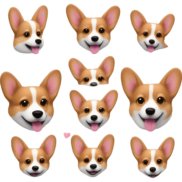 corgi with many many more pink hearts emoji