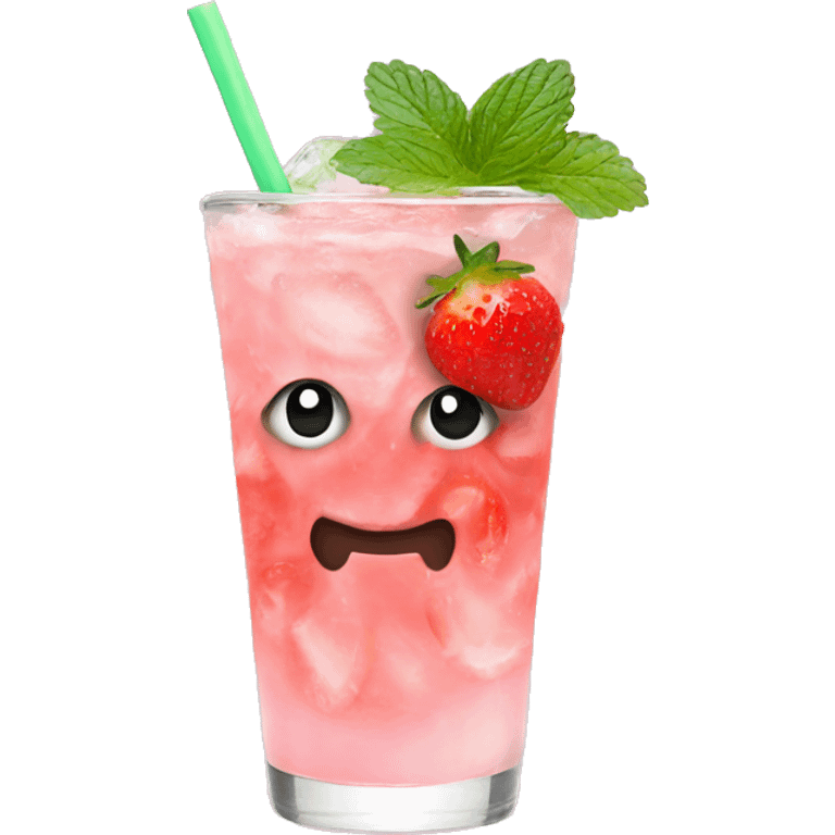 Pastel pink mojito strawberry  emoji