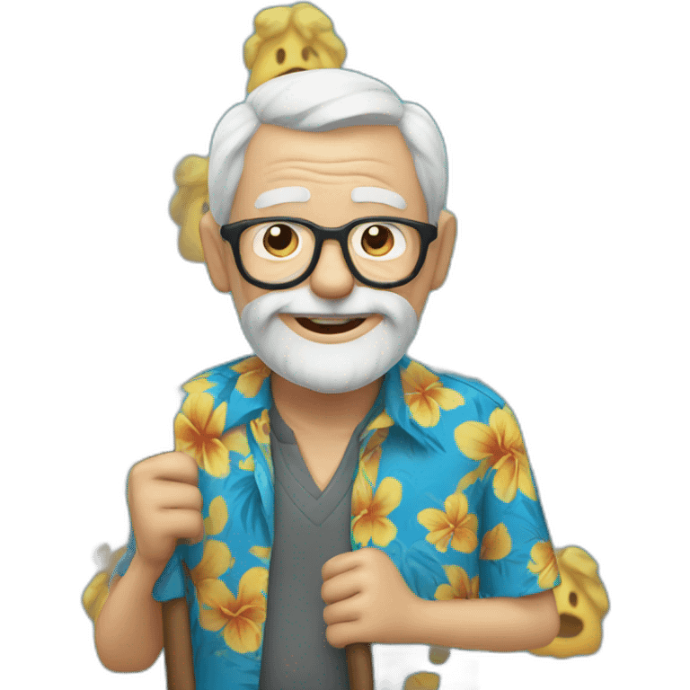 old man with cane and blue Hawaiian shirt emoji