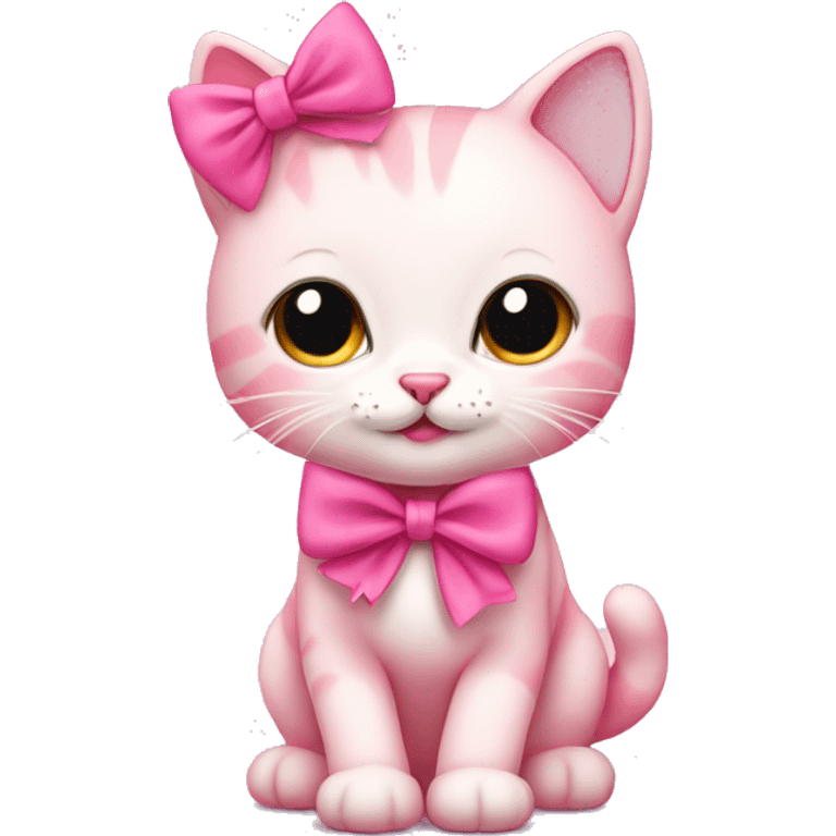 Cute pink kitty with a pink bow emoji