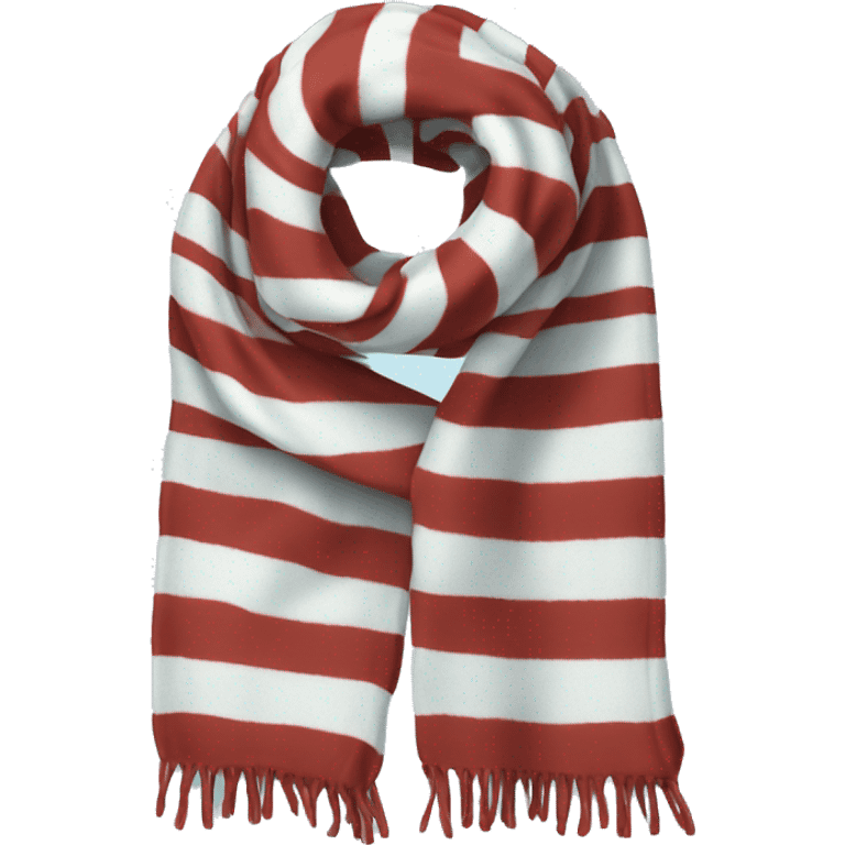 Realistic blue winter scarf with white stripes isolated. emoji