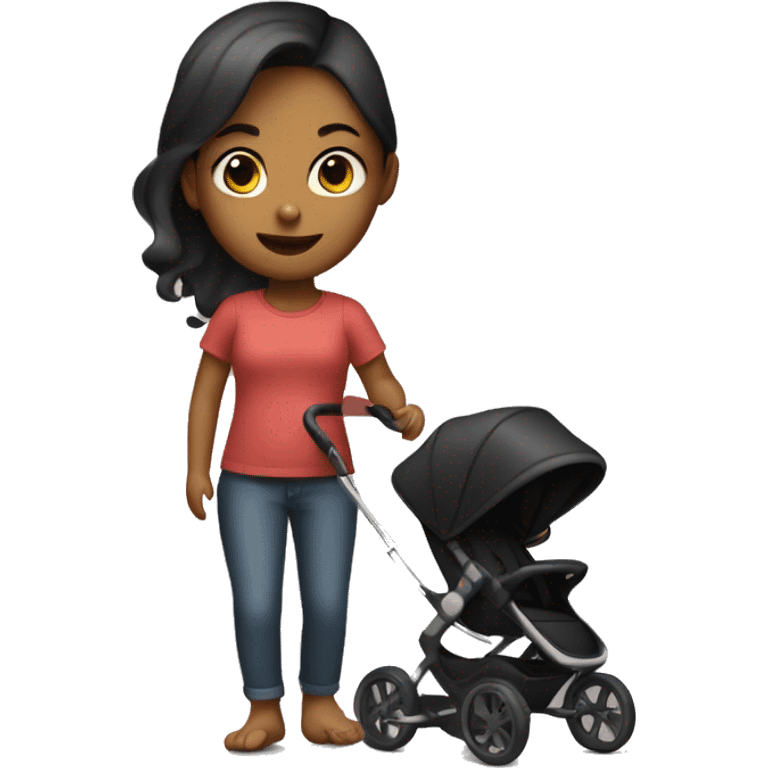 girl with black baby stroller emoji