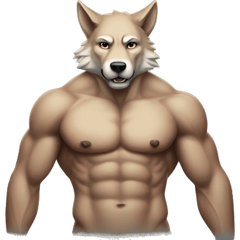 muscular anthro naturist wolf emoji