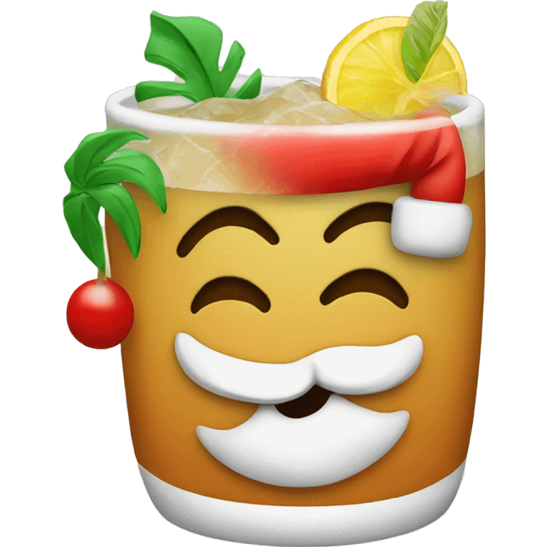 Santa with a mai tai emoji