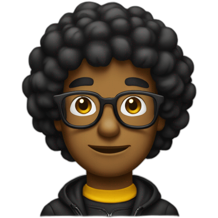 Crea un emoji al estilo de los simpson de un joven con vabello negro y lentes negros emoji