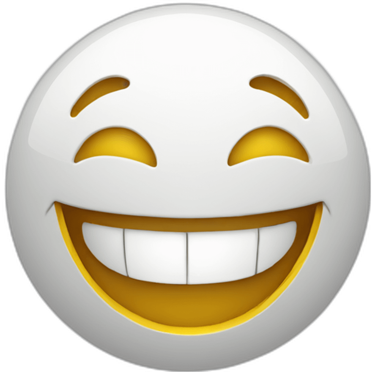 3D glossy sphere laughing face emoji