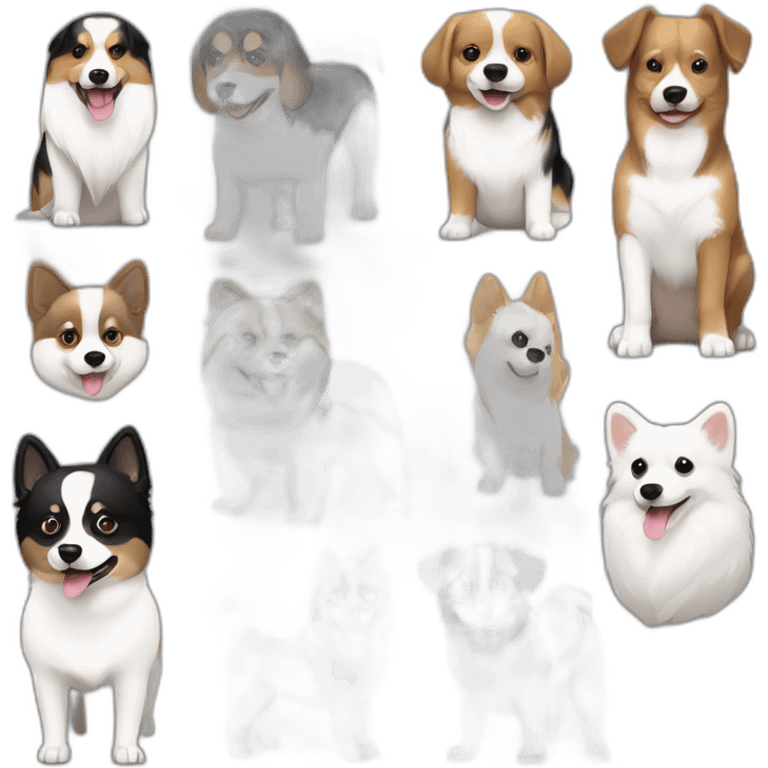 Black and white Dog half pomeranian quarter beagle quarter american eskimo emoji