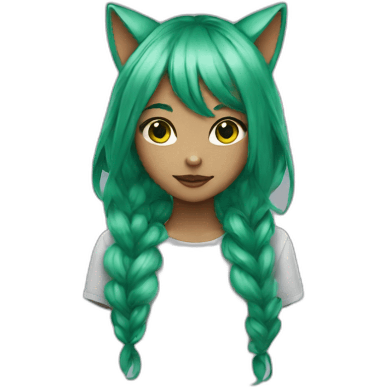 Catgirl with green hair emoji