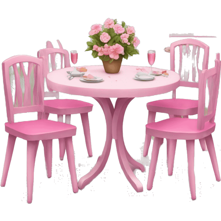 Pink decorated table and chairs emoji