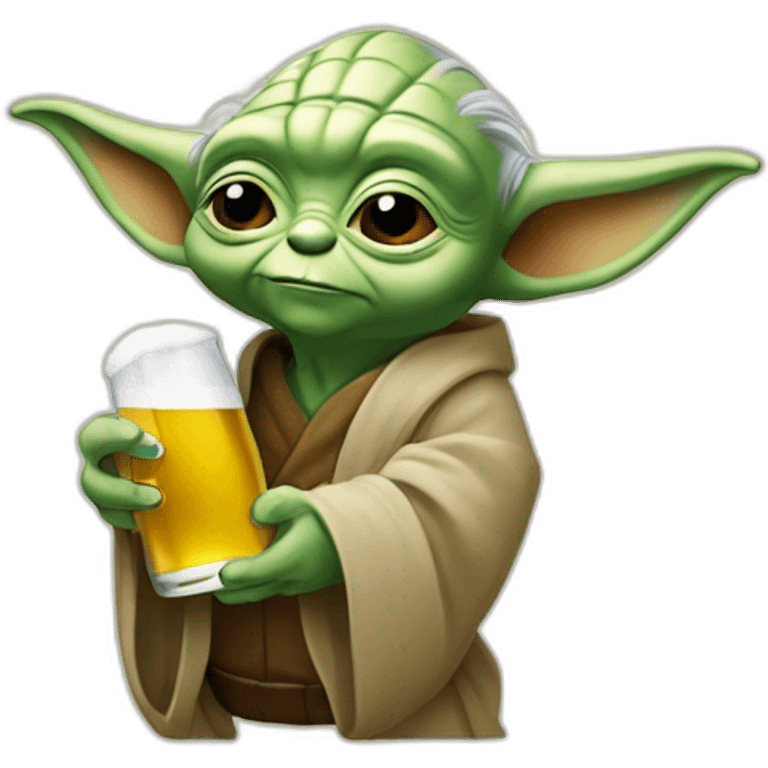 Yoda buvant une bière emoji