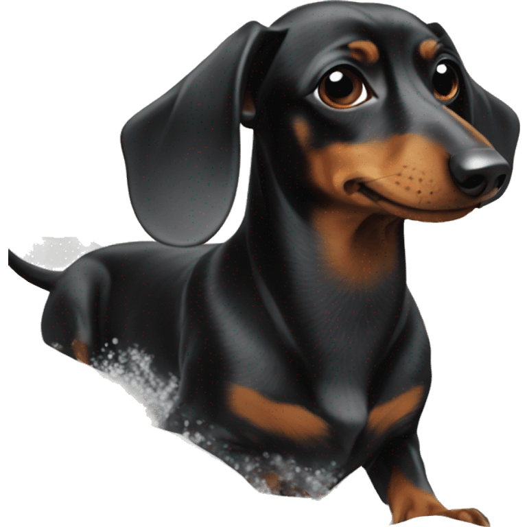 black dachshund on the beach emoji