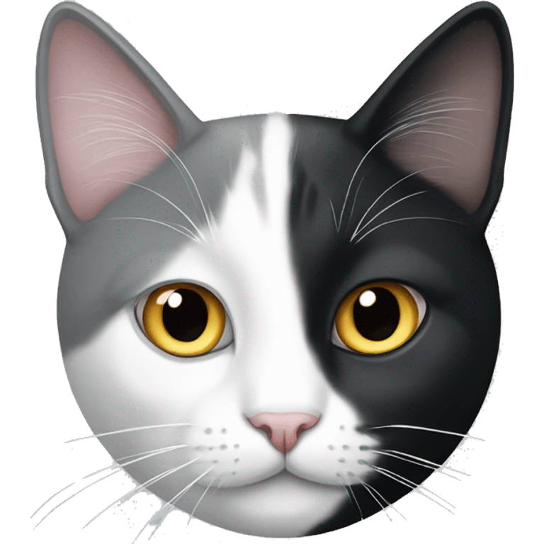 Grey and white cat and black and white cat emoji