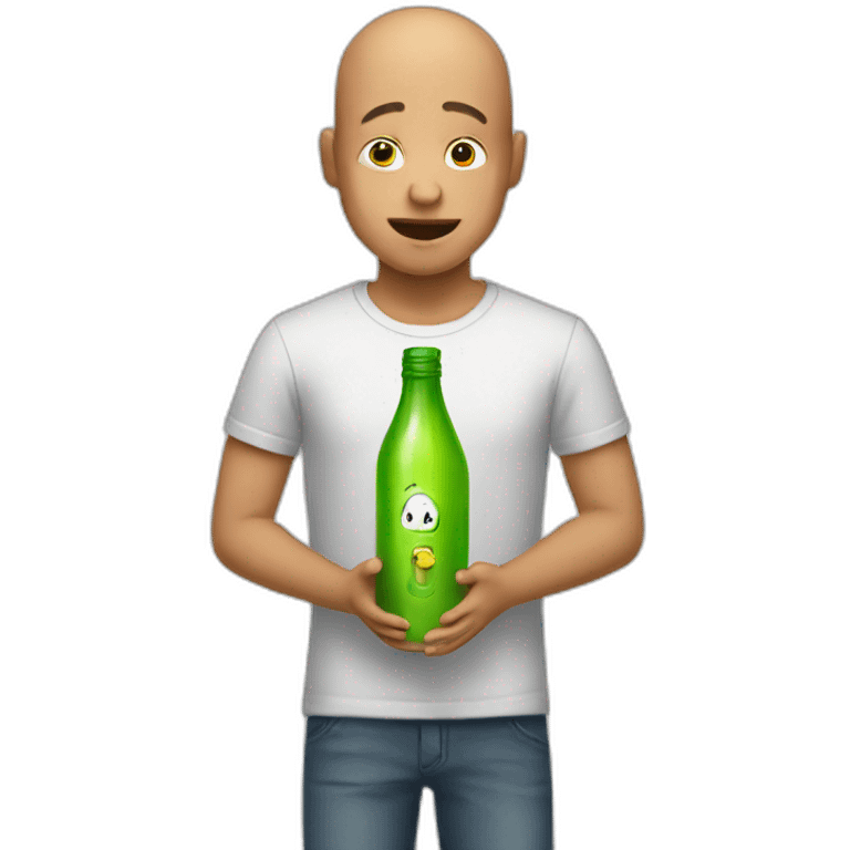 Crying bald boys with bottle emoji