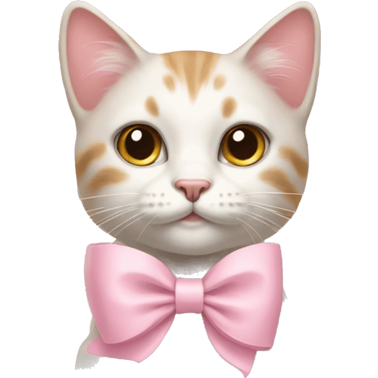 cat with a light pink bow emoji