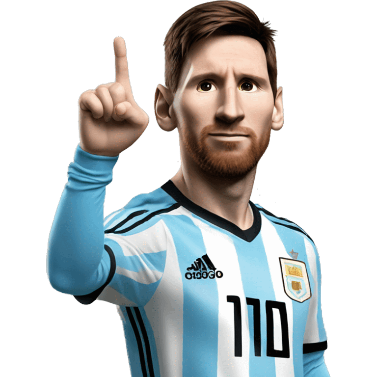 Lionel Messi with Argentina national team shirt and both hands pointing upwards emoji