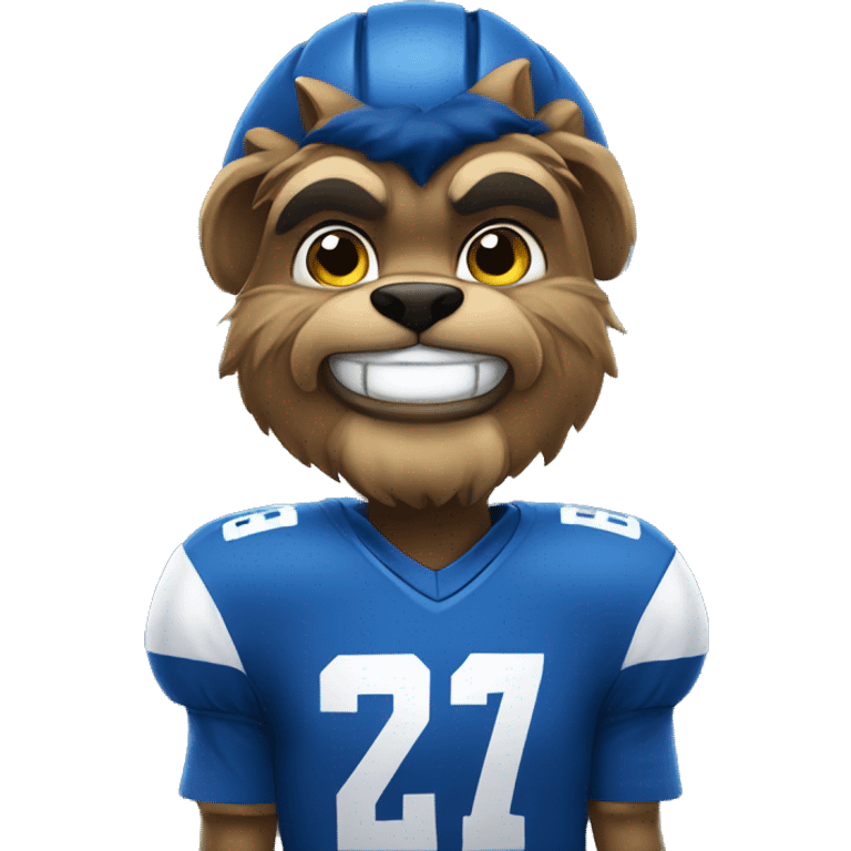 wildcat wearing blue football jersey emoji