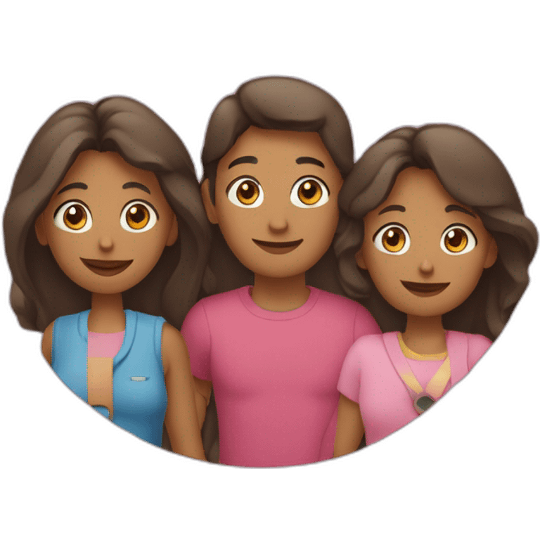 Pai, mãe e um menino e uma menina viajando emoji