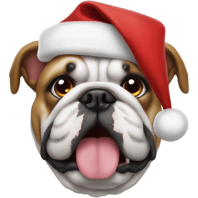 Bulldog in Christmas hat emoji