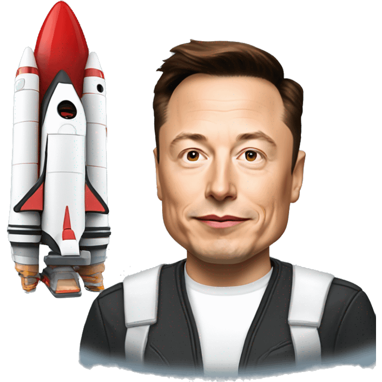 Elon Musk and a rocket ship emoji