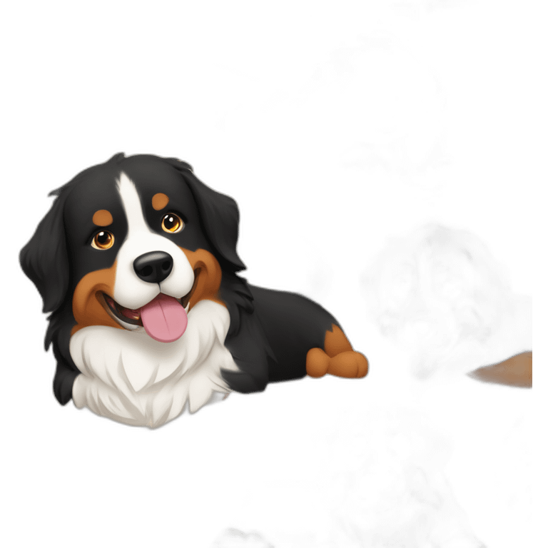 bernese mountain dog camper and wood-fire emoji