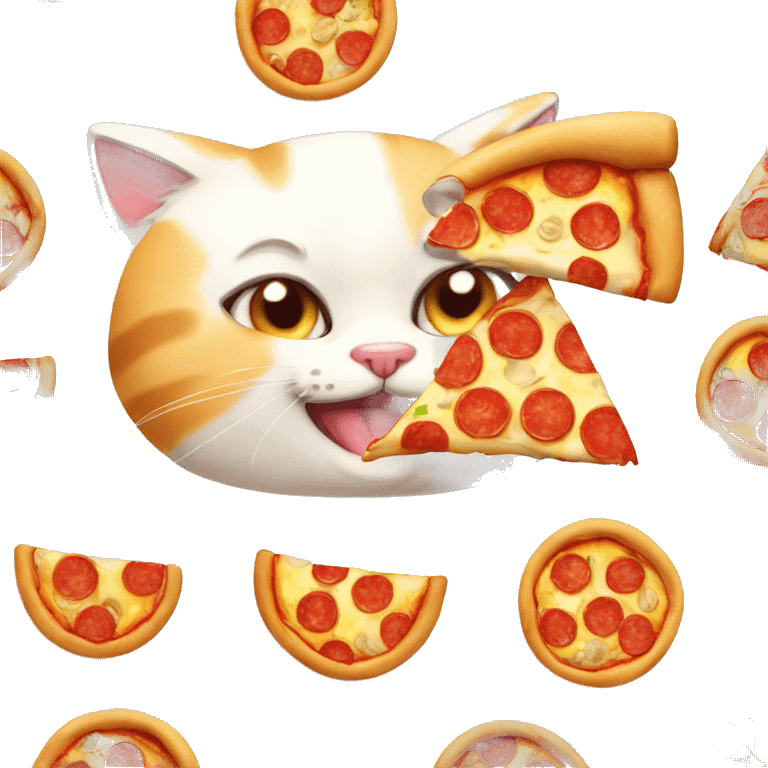 Gato de óculos comendo pizza emoji