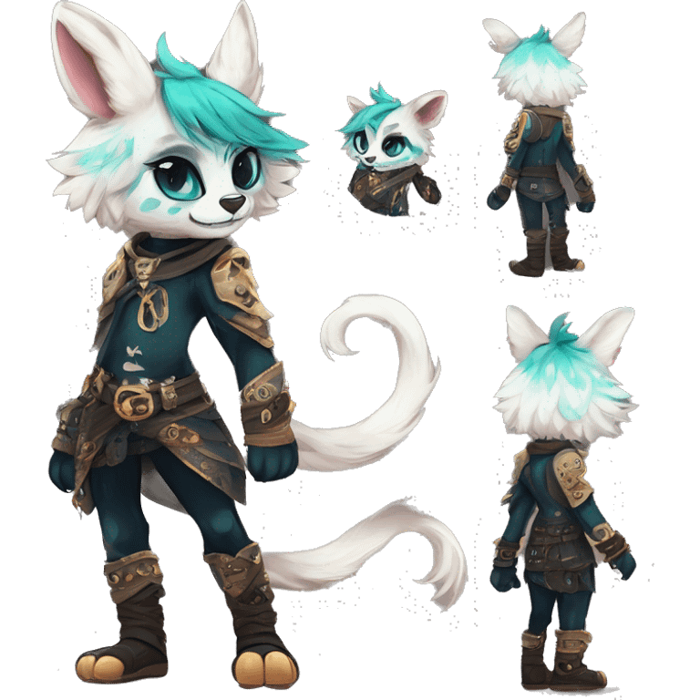 Cool cute Kawaii edgy fantasy shiny animal  fursona Fionbri vernid by griffsnuff & LiLaiRa & Falvie full body emoji