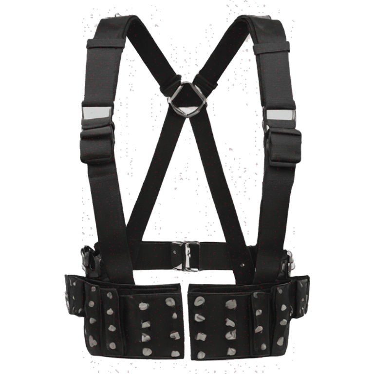 Black punk fashion chest harness on white background emoji