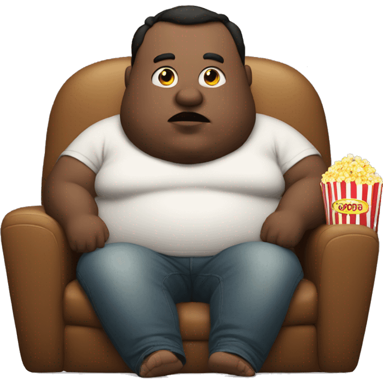 fat man watching tv with popcorn emoji