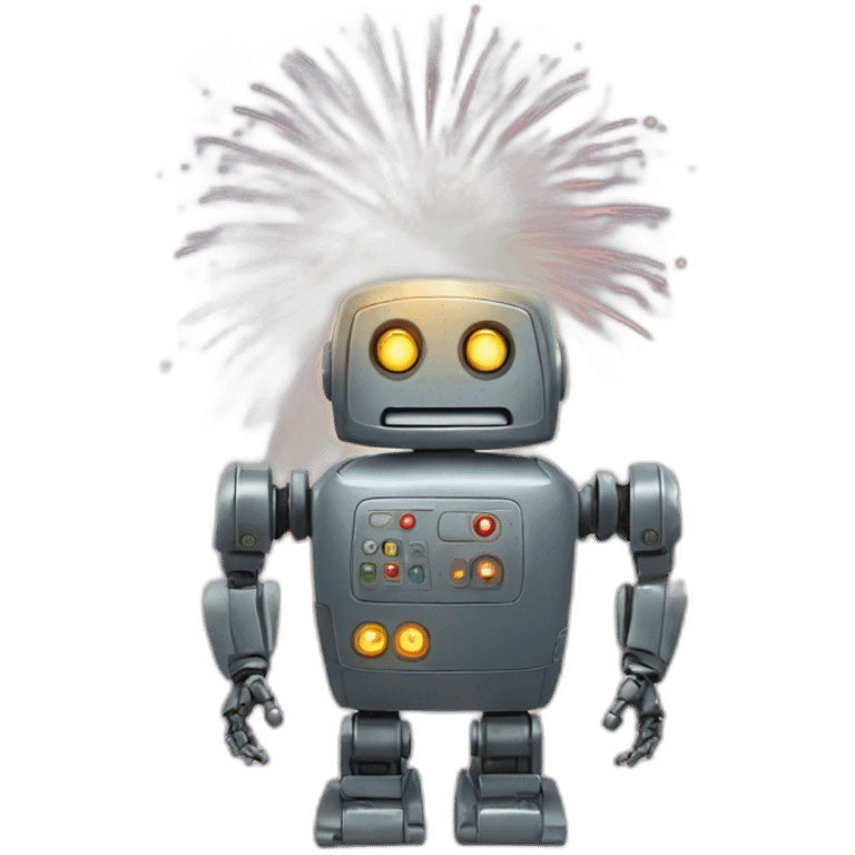 robot with fireworks emoji