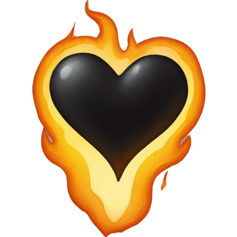 Black heart orange flame emoji