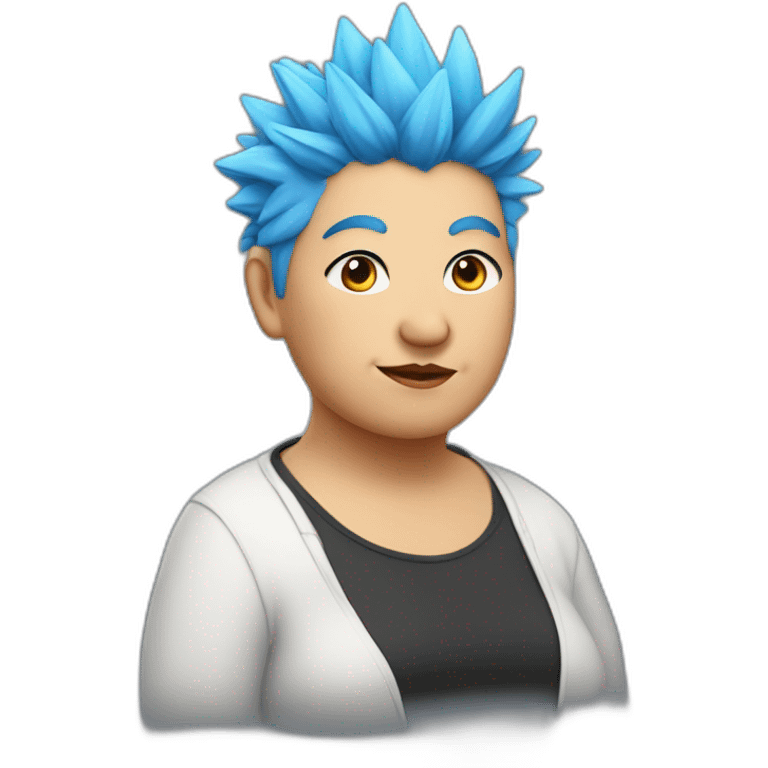 Older fat lesbian Chilean very short spiky bright blue hair emoji