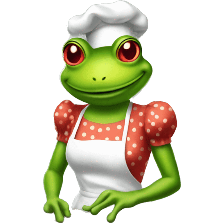 Pin up style frog baking cookies emoji