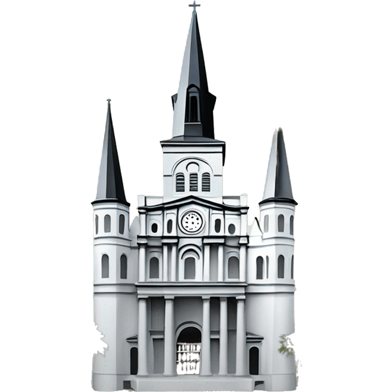 Realistic new orleans st.louis cathedral With palm trees and  horse statue emoji