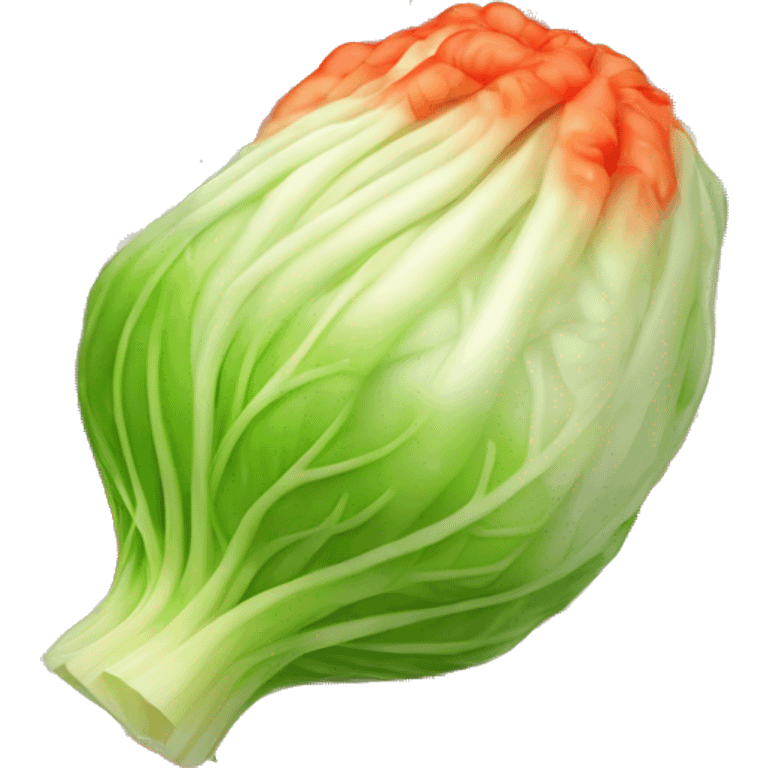 Kimchi : A napa cabbage marinated in a bright red pepper paste emoji