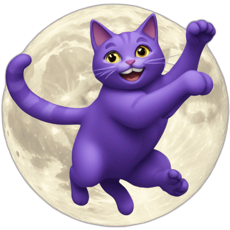 Purple cat jumping over the moon emoji