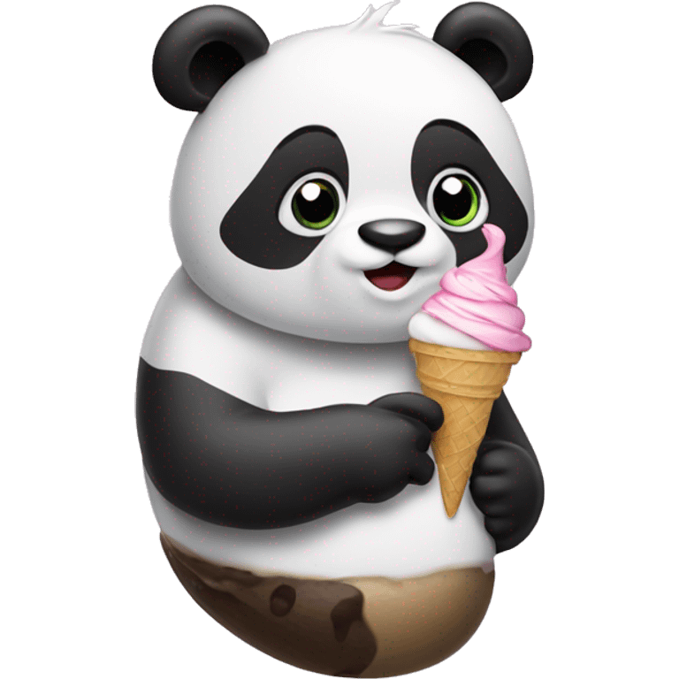 Panda eating ice cream emoji