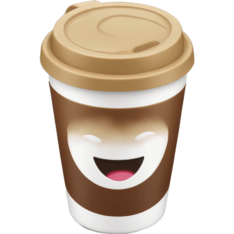 Happy coffee travel cup with steam emoji