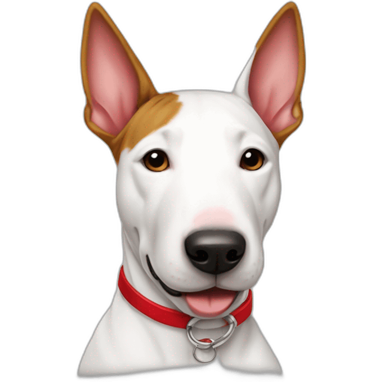 Bullterrier with collar a red emoji