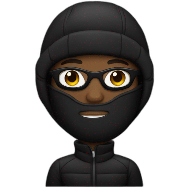 black man in black puffer case and ski mask emoji