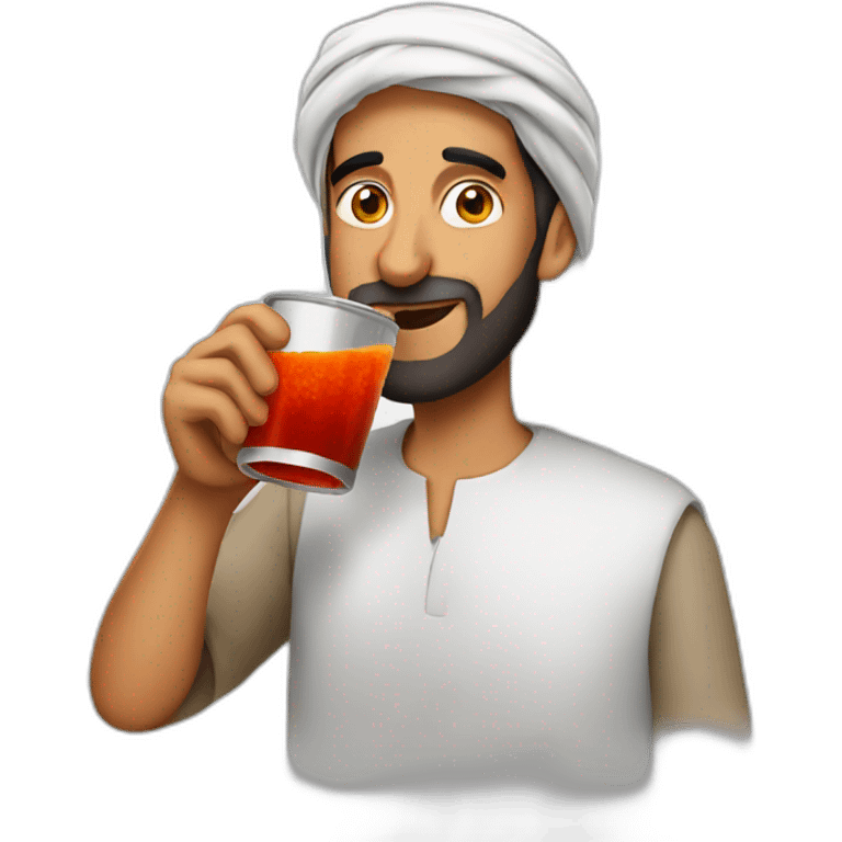 Arab man drinking Spicy sauce emoji