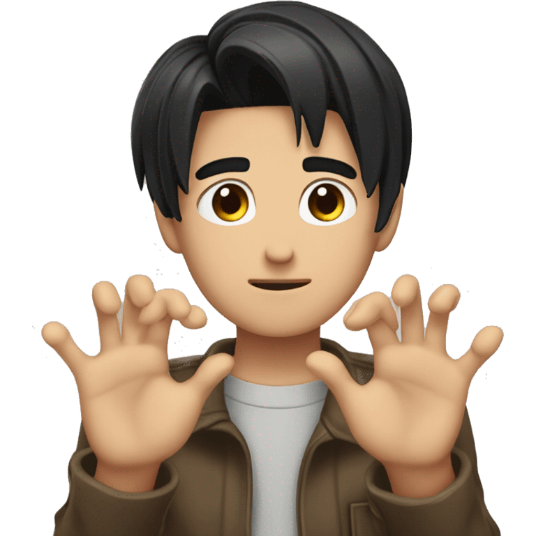 levi ackerman making a heart with hands emoji