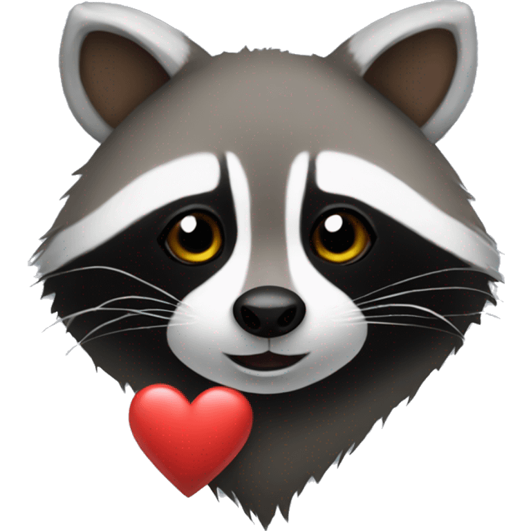 A raccoon wih aheart emoji