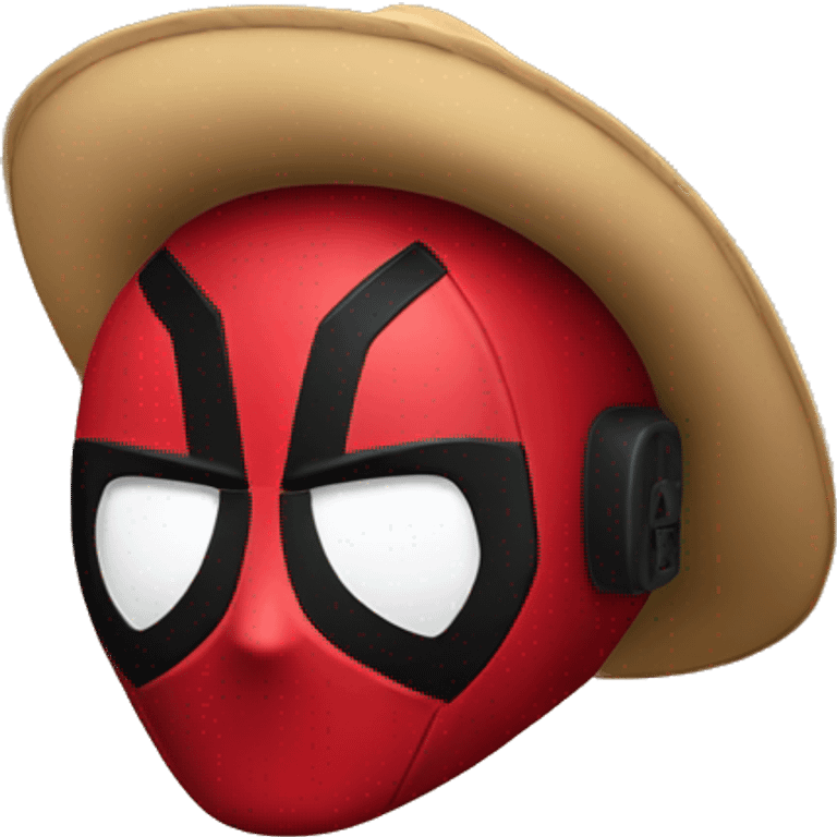 Deadpool wearing mexican hat emoji