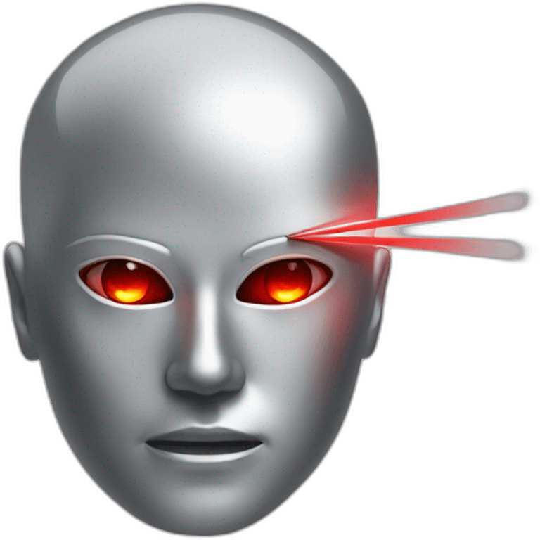 A silver human head with red laser beam streaking out of eyes  emoji