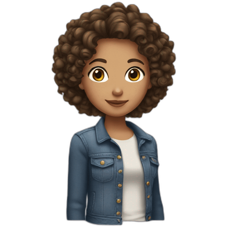 Brunette girl with curly hair emoji