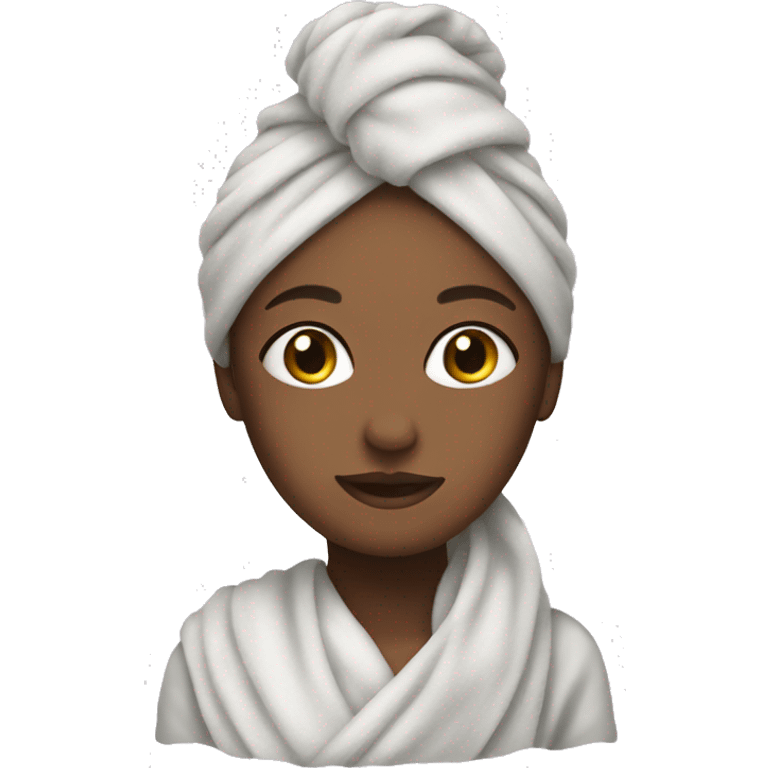 Girl wearing a hair towel emoji